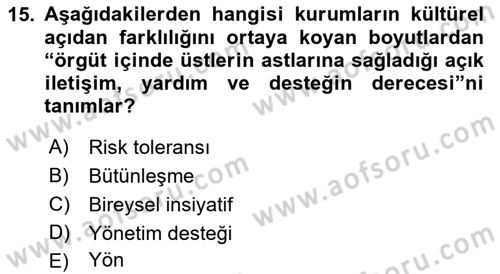 Kurumiçi Halkla İlişkiler Dersi Ara Sınavı Deneme Sınav Soruları 15. Soru