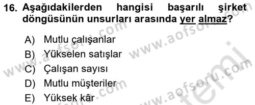 Kurumiçi Halkla İlişkiler Dersi Ara Sınavı Deneme Sınav Soruları 16. Soru