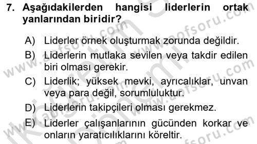 Kurumiçi Halkla İlişkiler Dersi Ara Sınavı Deneme Sınav Soruları 7. Soru
