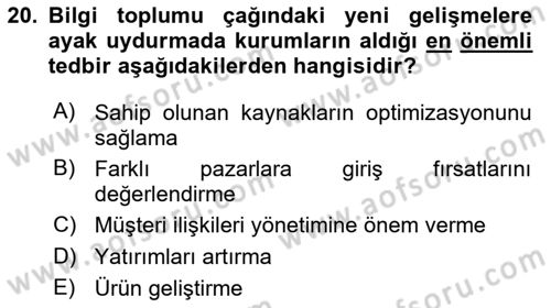 Kurumiçi Halkla İlişkiler Dersi 2021 - 2022 Yılı Yaz Okulu Sınav Soruları 20. Soru