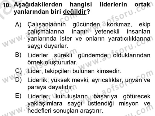 Kurumiçi Halkla İlişkiler Dersi Ara Sınavı Deneme Sınav Soruları 10. Soru