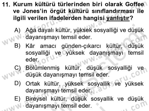 Kurumiçi Halkla İlişkiler Dersi Ara Sınavı Deneme Sınav Soruları 11. Soru