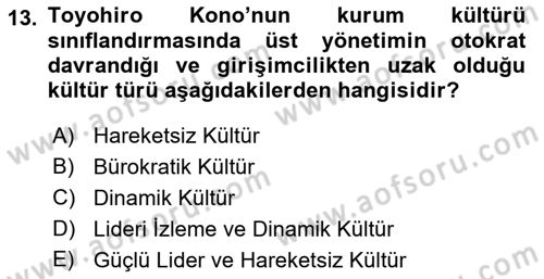 Kurumiçi Halkla İlişkiler Dersi Ara Sınavı Deneme Sınav Soruları 13. Soru