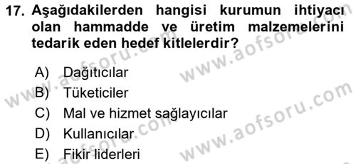 Kurumiçi Halkla İlişkiler Dersi 2022 - 2023 Yılı (Vize) Ara Sınav Soruları 17. Soru