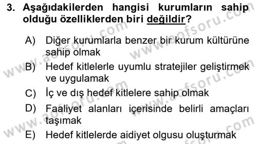 Kurumiçi Halkla İlişkiler Dersi Ara Sınavı Deneme Sınav Soruları 3. Soru
