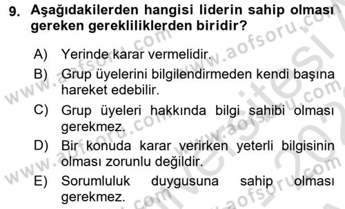 Kurumiçi Halkla İlişkiler Dersi Ara Sınavı Deneme Sınav Soruları 9. Soru