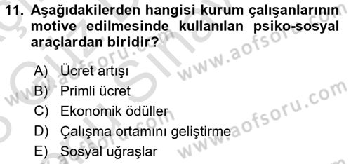 Kurumiçi Halkla İlişkiler Dersi 2022 - 2023 Yılı (Final) Dönem Sonu Sınav Soruları 11. Soru