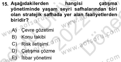 Kurumiçi Halkla İlişkiler Dersi 2022 - 2023 Yılı (Final) Dönem Sonu Sınav Soruları 15. Soru