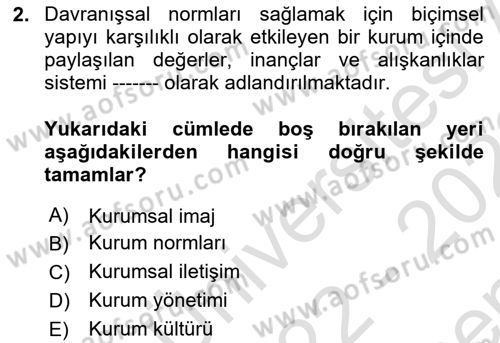 Kurumiçi Halkla İlişkiler Dersi 2022 - 2023 Yılı (Final) Dönem Sonu Sınav Soruları 2. Soru