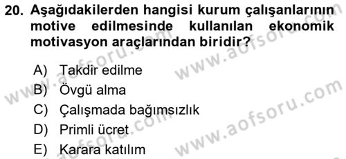 Kurumiçi Halkla İlişkiler Dersi 2022 - 2023 Yılı (Final) Dönem Sonu Sınav Soruları 20. Soru
