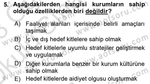 Kurumiçi Halkla İlişkiler Dersi 2022 - 2023 Yılı Yaz Okulu Sınav Soruları 5. Soru