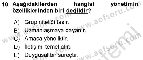 Kurumiçi Halkla İlişkiler Dersi Ara Sınavı Deneme Sınav Soruları 10. Soru