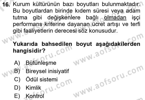 Kurumiçi Halkla İlişkiler Dersi Ara Sınavı Deneme Sınav Soruları 16. Soru