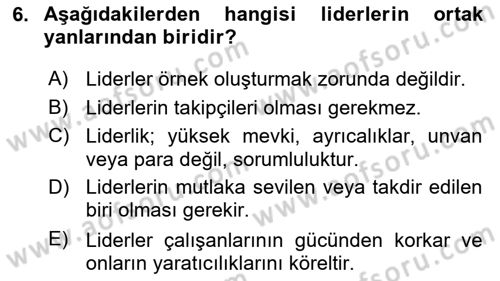 Kurumiçi Halkla İlişkiler Dersi Ara Sınavı Deneme Sınav Soruları 6. Soru