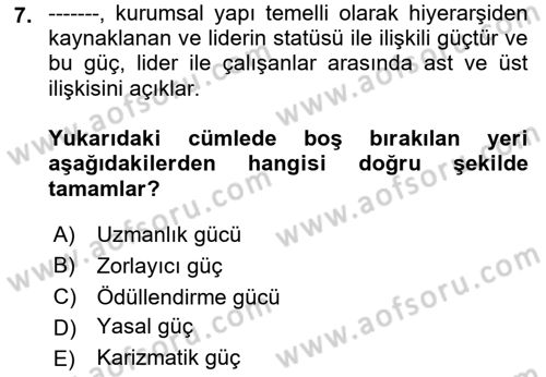 Kurumiçi Halkla İlişkiler Dersi Ara Sınavı Deneme Sınav Soruları 7. Soru