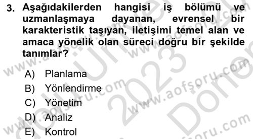 Kurumiçi Halkla İlişkiler Dersi 2023 - 2024 Yılı (Final) Dönem Sonu Sınav Soruları 3. Soru