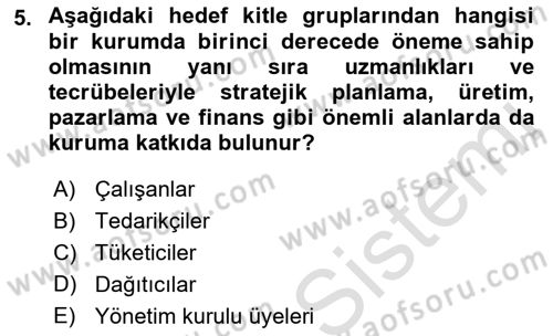 Kurumiçi Halkla İlişkiler Dersi 2023 - 2024 Yılı (Final) Dönem Sonu Sınav Soruları 5. Soru
