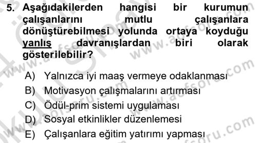 Kurumiçi Halkla İlişkiler Dersi 2023 - 2024 Yılı Yaz Okulu Sınav Soruları 5. Soru