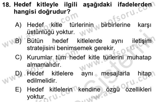 Kurumiçi Halkla İlişkiler Dersi Ara Sınavı Deneme Sınav Soruları 18. Soru
