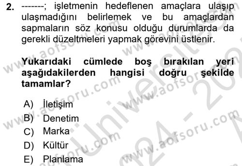 Kurumiçi Halkla İlişkiler Dersi Ara Sınavı Deneme Sınav Soruları 2. Soru