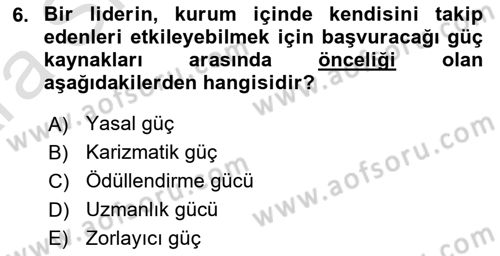 Kurumiçi Halkla İlişkiler Dersi Ara Sınavı Deneme Sınav Soruları 6. Soru