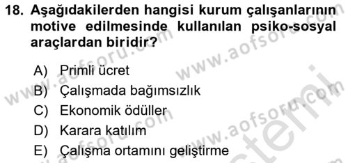 Kurumiçi Halkla İlişkiler Dersi 2024 - 2025 Yılı (Final) Dönem Sonu Sınav Soruları 18. Soru