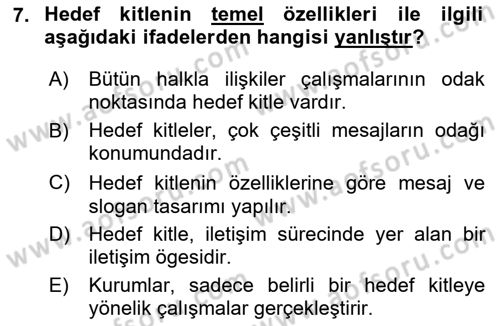 Kurumiçi Halkla İlişkiler Dersi 2024 - 2025 Yılı (Final) Dönem Sonu Sınav Soruları 7. Soru