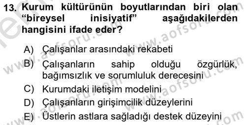 Kurumiçi Halkla İlişkiler Dersi 2025 - 2026 Yılı (Vize) Ara Sınav Soruları 13. Soru