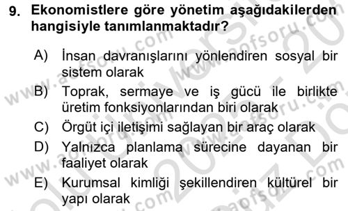 Kurumiçi Halkla İlişkiler Dersi 2025 - 2026 Yılı (Vize) Ara Sınav Soruları 9. Soru