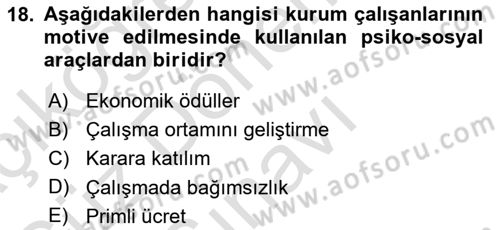 Kurumiçi Halkla İlişkiler Dersi 2025 - 2026 Yılı (Final) Dönem Sonu Sınav Soruları 18. Soru