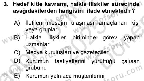 Kurumiçi Halkla İlişkiler Dersi 2025 - 2026 Yılı (Final) Dönem Sonu Sınav Soruları 3. Soru