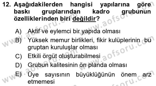 Lobicilik Ve Halkla İlişkiler Dersi 2018 - 2019 Yılı (Final) Dönem Sonu Sınav Soruları 12. Soru