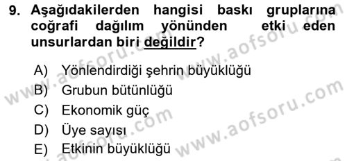 Lobicilik Ve Halkla İlişkiler Dersi 2018 - 2019 Yılı (Final) Dönem Sonu Sınav Soruları 9. Soru