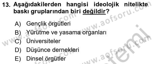 Lobicilik Ve Halkla İlişkiler Dersi 2018 - 2019 Yılı Yaz Okulu Sınav Soruları 13. Soru