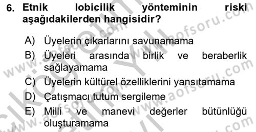 Lobicilik Ve Halkla İlişkiler Dersi 2018 - 2019 Yılı Yaz Okulu Sınav Soruları 6. Soru