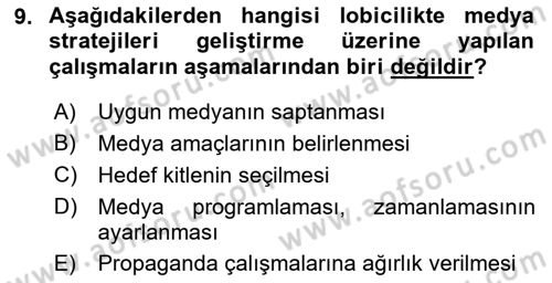 Lobicilik Ve Halkla İlişkiler Dersi 2018 - 2019 Yılı Yaz Okulu Sınav Soruları 9. Soru