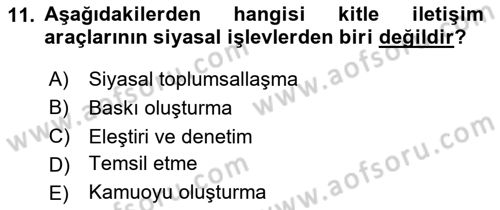 Lobicilik Ve Halkla İlişkiler Dersi 2020 - 2021 Yılı Yaz Okulu Sınav Soruları 11. Soru