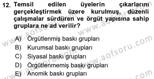 Lobicilik Ve Halkla İlişkiler Dersi 2020 - 2021 Yılı Yaz Okulu Sınav Soruları 12. Soru