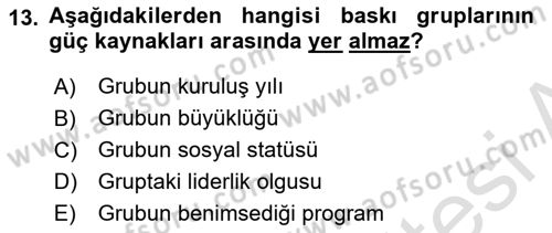Lobicilik Ve Halkla İlişkiler Dersi 2020 - 2021 Yılı Yaz Okulu Sınav Soruları 13. Soru