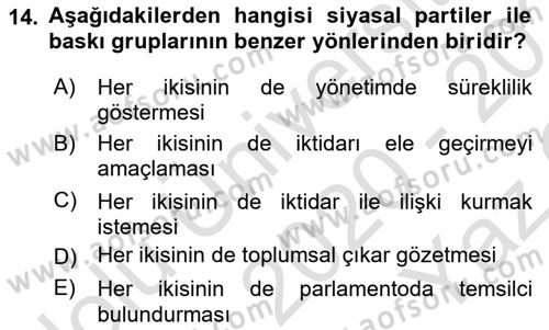 Lobicilik Ve Halkla İlişkiler Dersi 2020 - 2021 Yılı Yaz Okulu Sınav Soruları 14. Soru