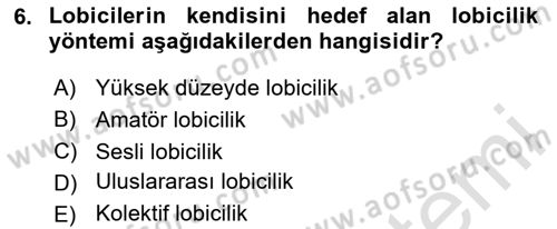Lobicilik Ve Halkla İlişkiler Dersi 2020 - 2021 Yılı Yaz Okulu Sınav Soruları 6. Soru