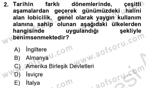 Lobicilik Ve Halkla İlişkiler Dersi 2021 - 2022 Yılı (Vize) Ara Sınav Soruları 2. Soru