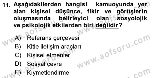 Lobicilik Ve Halkla İlişkiler Dersi 2021 - 2022 Yılı Yaz Okulu Sınavı 11. Soru