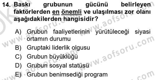 Lobicilik Ve Halkla İlişkiler Dersi 2021 - 2022 Yılı Yaz Okulu Sınav Soruları 14. Soru