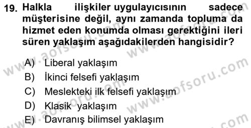 Lobicilik Ve Halkla İlişkiler Dersi 2021 - 2022 Yılı Yaz Okulu Sınav Soruları 19. Soru