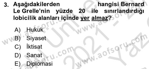 Lobicilik Ve Halkla İlişkiler Dersi 2021 - 2022 Yılı Yaz Okulu Sınav Soruları 3. Soru