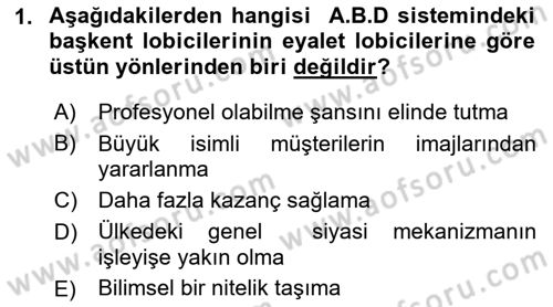 Lobicilik Ve Halkla İlişkiler Dersi 2022 - 2023 Yılı Yaz Okulu Sınav Soruları 1. Soru