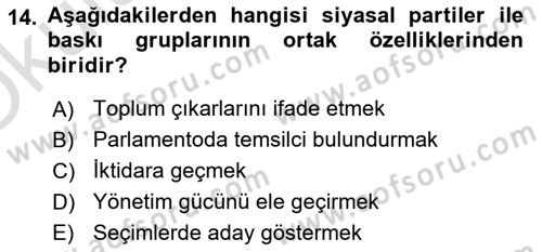 Lobicilik Ve Halkla İlişkiler Dersi 2022 - 2023 Yılı Yaz Okulu Sınav Soruları 14. Soru
