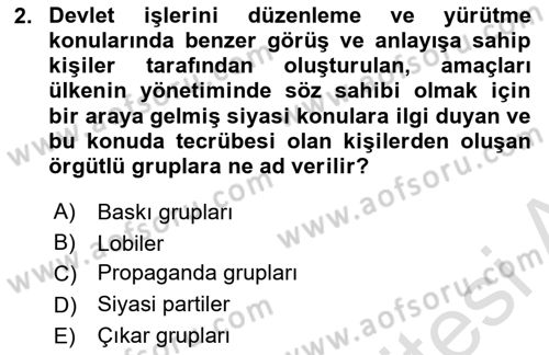 Lobicilik Ve Halkla İlişkiler Dersi 2022 - 2023 Yılı Yaz Okulu Sınav Soruları 2. Soru