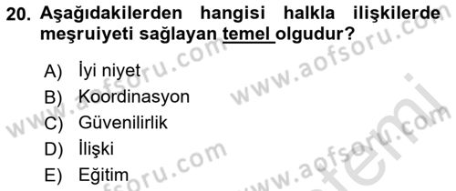 Lobicilik Ve Halkla İlişkiler Dersi 2022 - 2023 Yılı Yaz Okulu Sınav Soruları 20. Soru